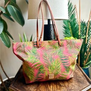 Dooney & Bourke Siesta Palm Pink Shoulder Bag Tote
